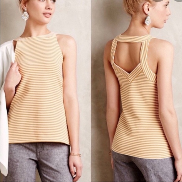 Anthropologie Deletta yellow striped tanktop size small - Picture 1 of 4